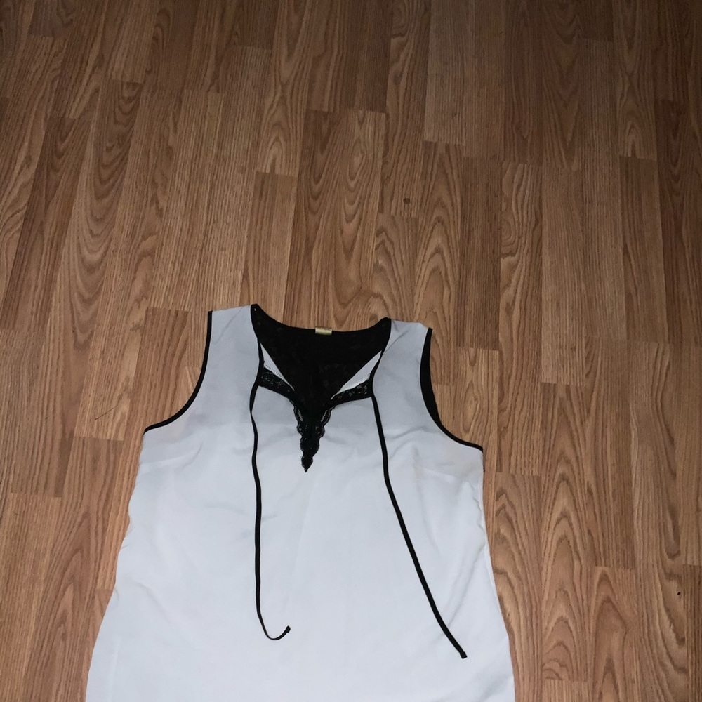 White with Black Lace Tank Top